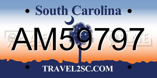 AM59797 South Carolina License Plate