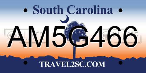 AM5G466 South Carolina License Plate