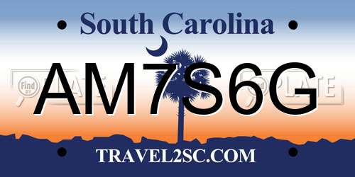 AM7S6G South Carolina License Plate