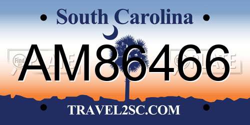 AM86466 South Carolina License Plate