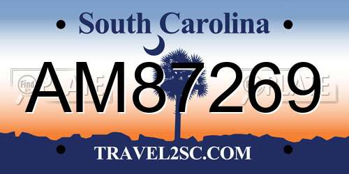 AM87269 South Carolina License Plate