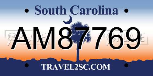 AM87769 South Carolina License Plate