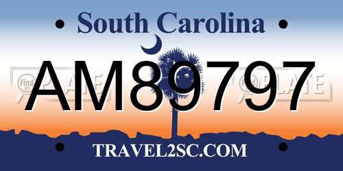 AM89797 South Carolina License Plate
