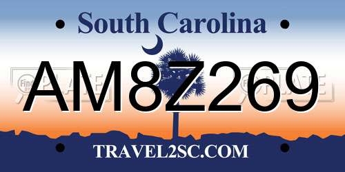 AM8Z269 South Carolina License Plate
