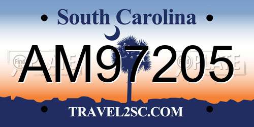 AM97205 South Carolina License Plate