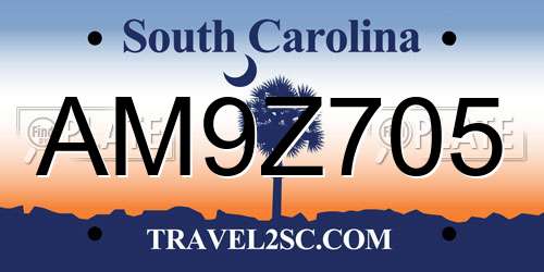 AM9Z705 South Carolina License Plate