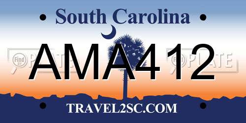 AMA412 South Carolina License Plate