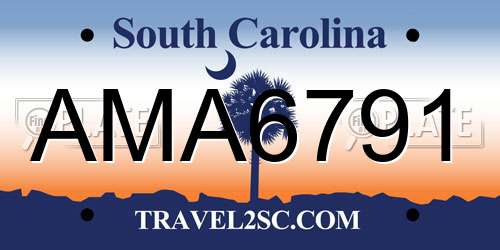 AMA6791 South Carolina License Plate