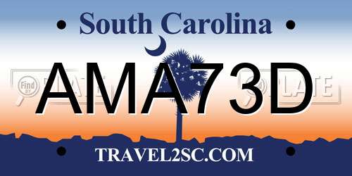 AMA73D South Carolina License Plate