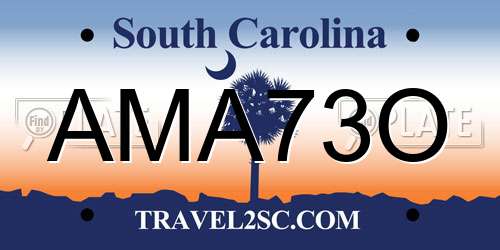 AMA73O South Carolina License Plate