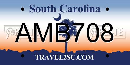 AMB708 South Carolina License Plate