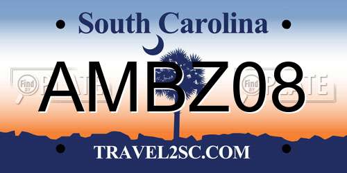 AMBZ08 South Carolina License Plate