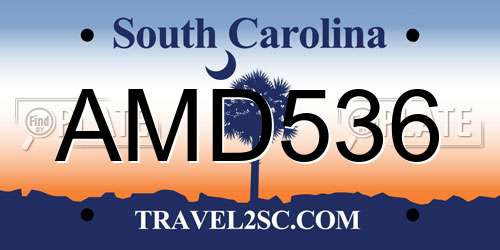 AMD536 South Carolina License Plate