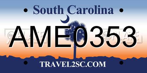 AME0353 South Carolina License Plate