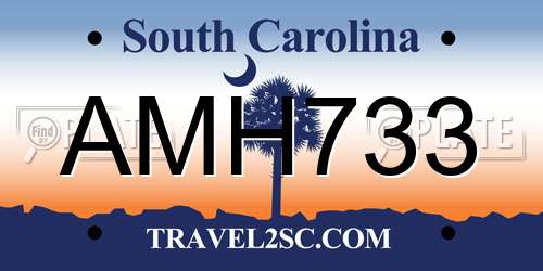 AMH733 South Carolina License Plate