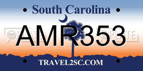 AMR353 South Carolina License Plate