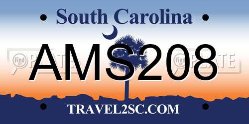 AMS208 South Carolina License Plate