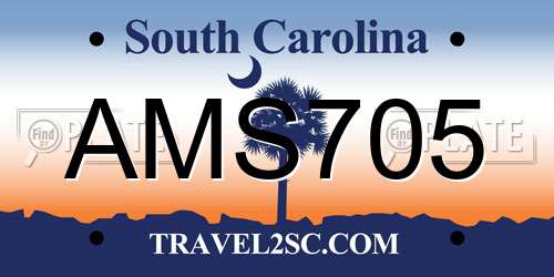 AMS705 South Carolina License Plate