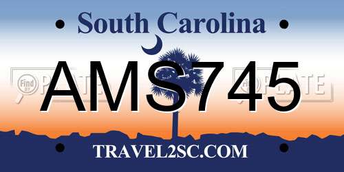 AMS745 South Carolina License Plate