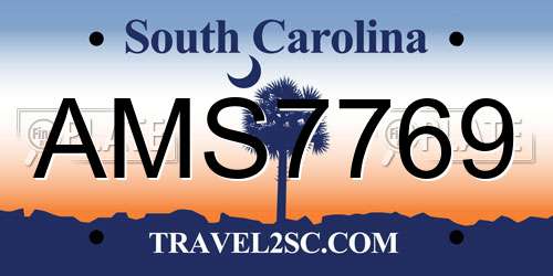 AMS7769 South Carolina License Plate