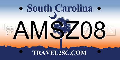 AMSZ08 South Carolina License Plate