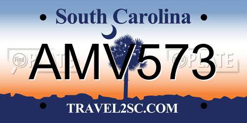 AMV573 South Carolina License Plate