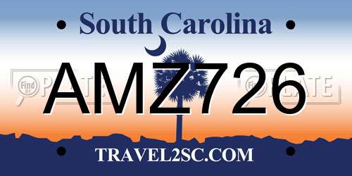 AMZ726 South Carolina License Plate