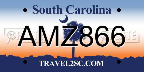 AMZ866 South Carolina License Plate