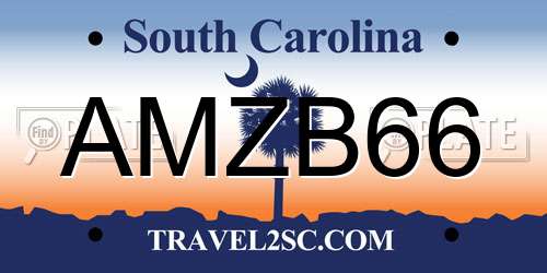 AMZB66 South Carolina License Plate