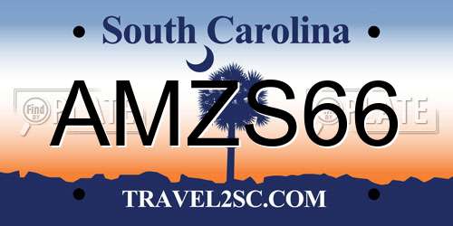 AMZS66 South Carolina License Plate