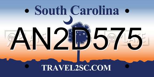 AN2D575 South Carolina License Plate