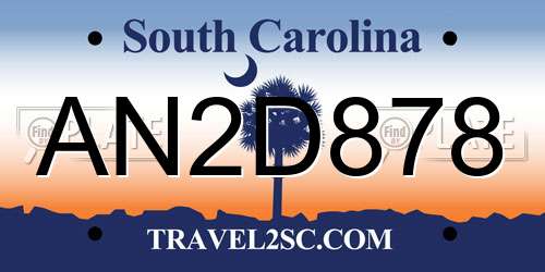 AN2D878 South Carolina License Plate