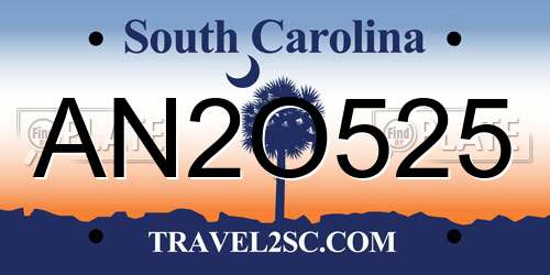 AN2O525 South Carolina License Plate
