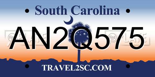 AN2Q575 South Carolina License Plate