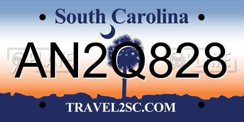 AN2Q828 South Carolina License Plate