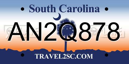 AN2Q878 South Carolina License Plate