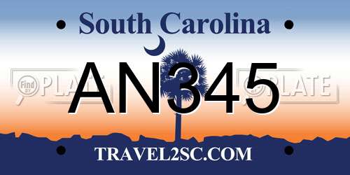 AN345 South Carolina License Plate