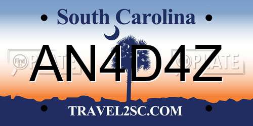 AN4D4Z South Carolina License Plate