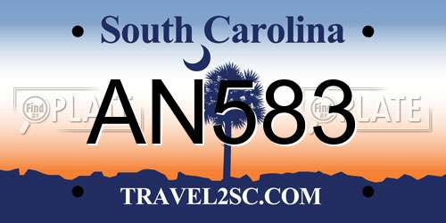 AN583 South Carolina License Plate