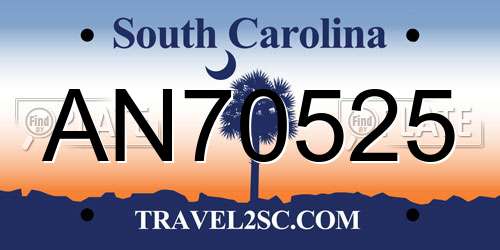 AN70525 South Carolina License Plate
