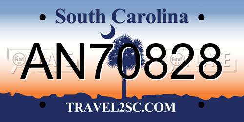 AN70828 South Carolina License Plate