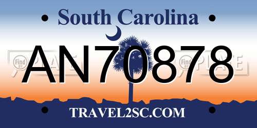 AN70878 South Carolina License Plate