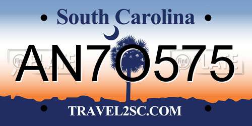 AN7O575 South Carolina License Plate