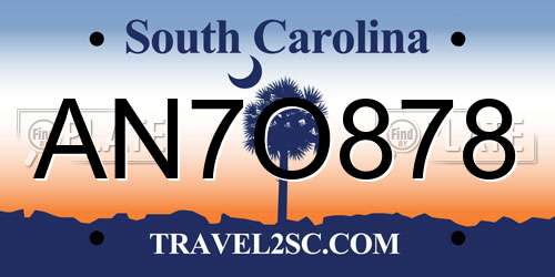 AN7O878 South Carolina License Plate