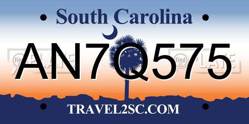 AN7Q575 South Carolina License Plate