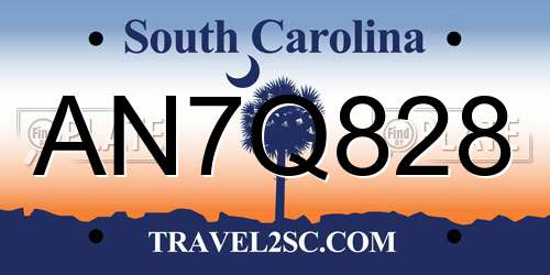 AN7Q828 South Carolina License Plate