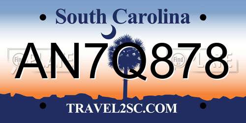AN7Q878 South Carolina License Plate