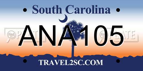 ANA105 South Carolina License Plate