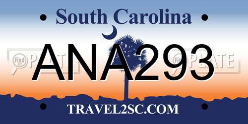 ANA293 South Carolina License Plate