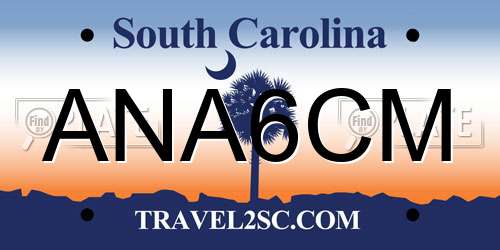 ANA6CM South Carolina License Plate